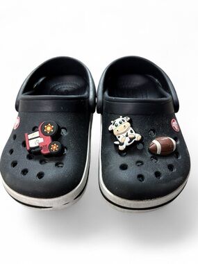 CROCS Kids Black Clogs with Playful Charms